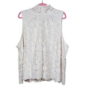 Ryegrass Lace Tie Neck Sleeveless Blouse 3X